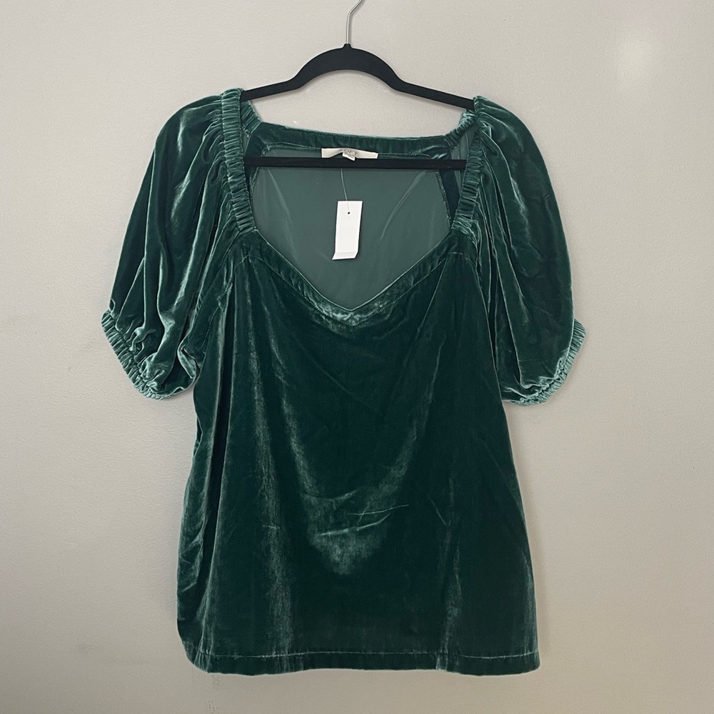 Loft Puff Sleeve Velvet Top
